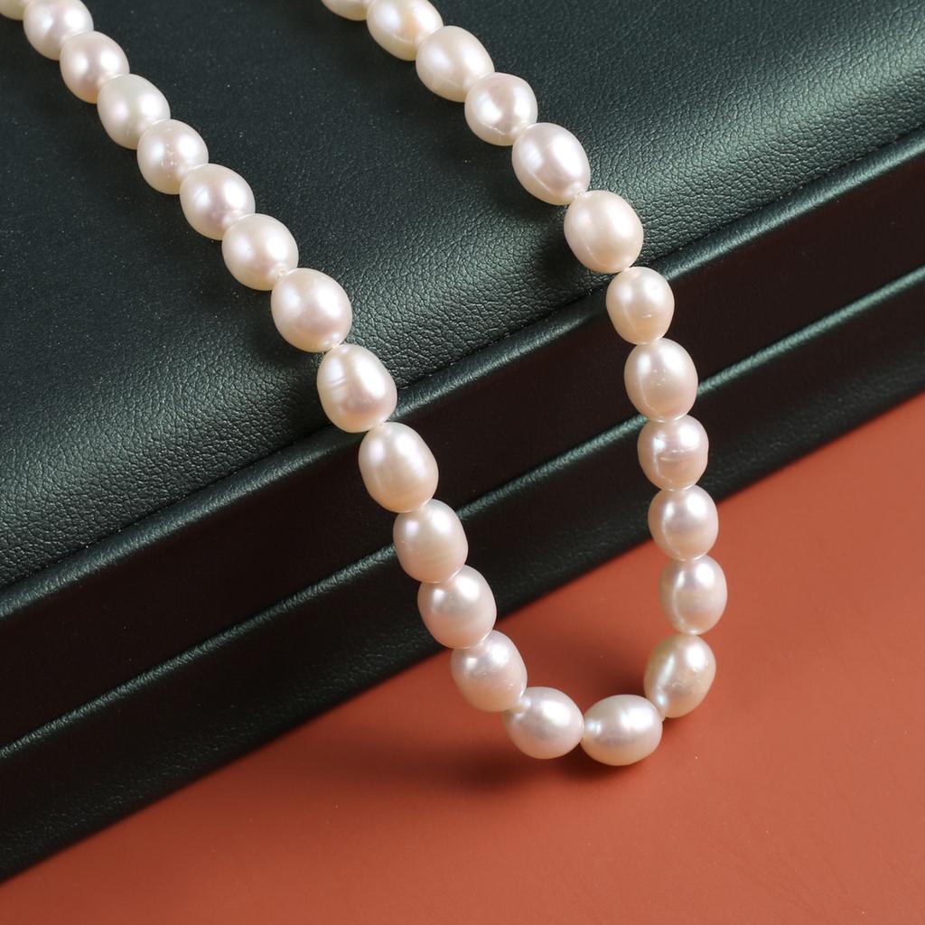 1String, White Natural Freshwater Pearl, Handmade Rice Pearl Beads, 7-8mm, for DIY Necklaces Bracelets Supplies, Women Crafts 36cm