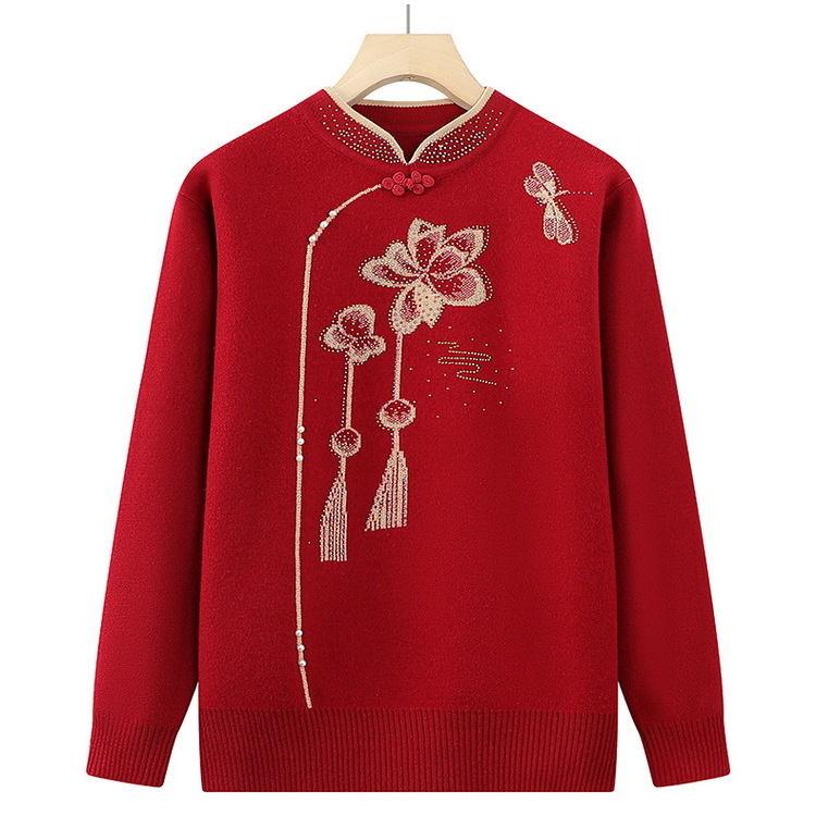 

Women s Plus Size Printed Sweater Autumn Winter Loose Warm Pullover Knitted Top Jumper XL