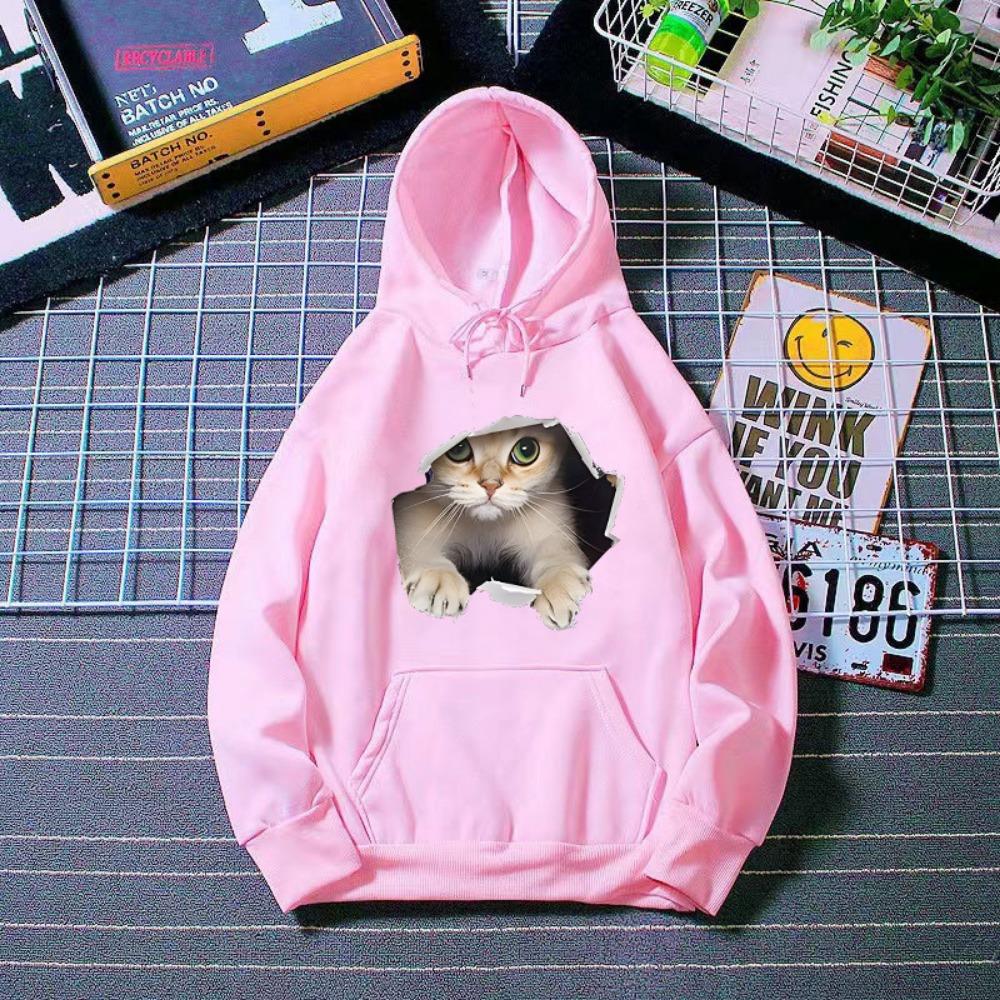 2025 autumn and winter printed hooded sweater American printed casual versatile velvet thickened trendy jacket