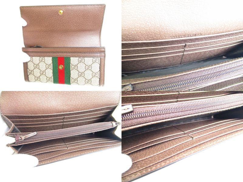Authentische GUCCI GG Ophidia braunes Leder Web Strip Continental Geldbörse #a068 Überholt