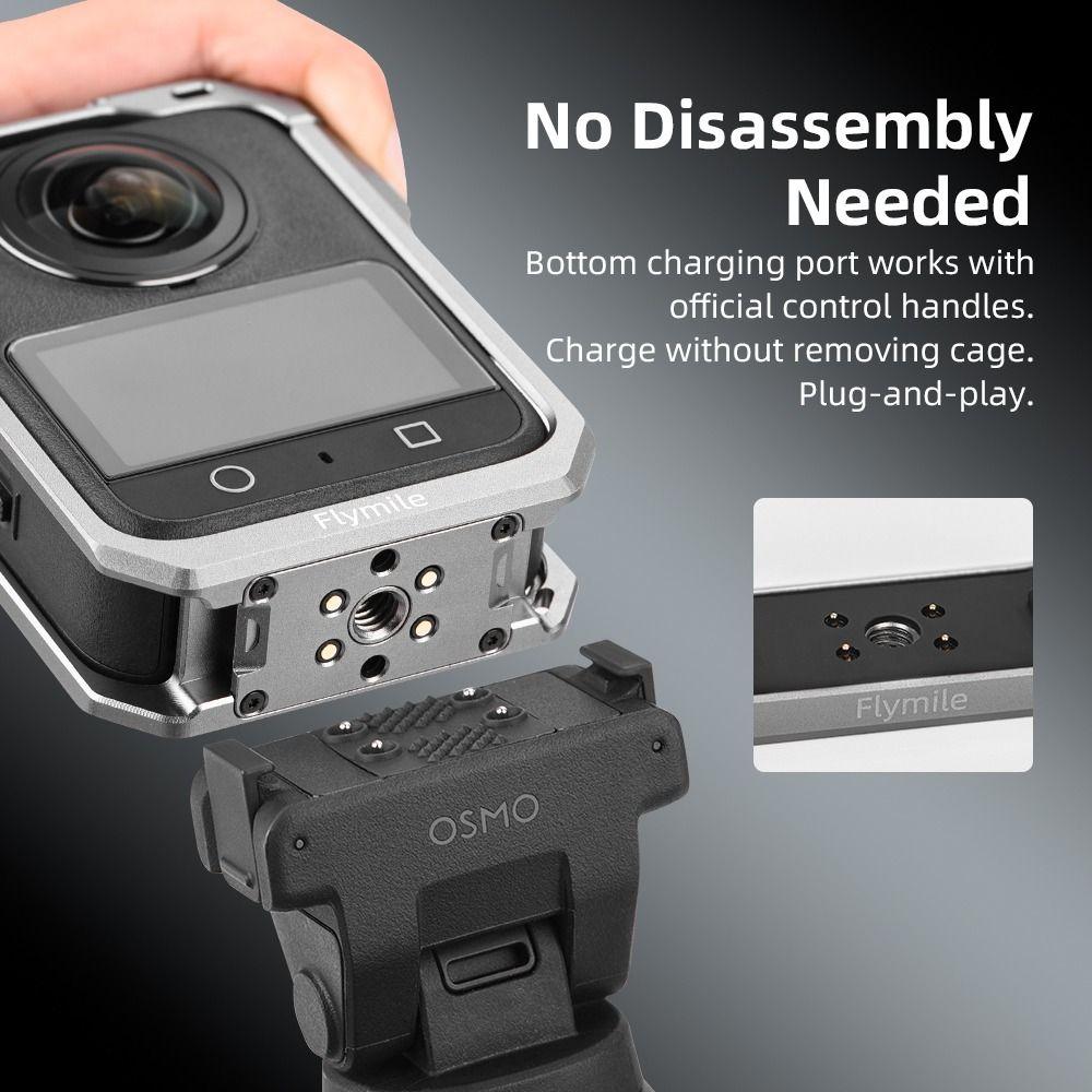 Quick Release Metal Rabbit Cage Cold Shoe Mount Frame for DJI Osmo 360 Action Camera Accessories