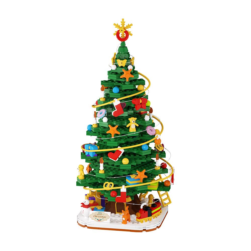 MOC Christmas Tree Building Block Model Mini Size Christmas Tree Decorate Bricks Assembly Educational Toys Kids Birthday Gifts