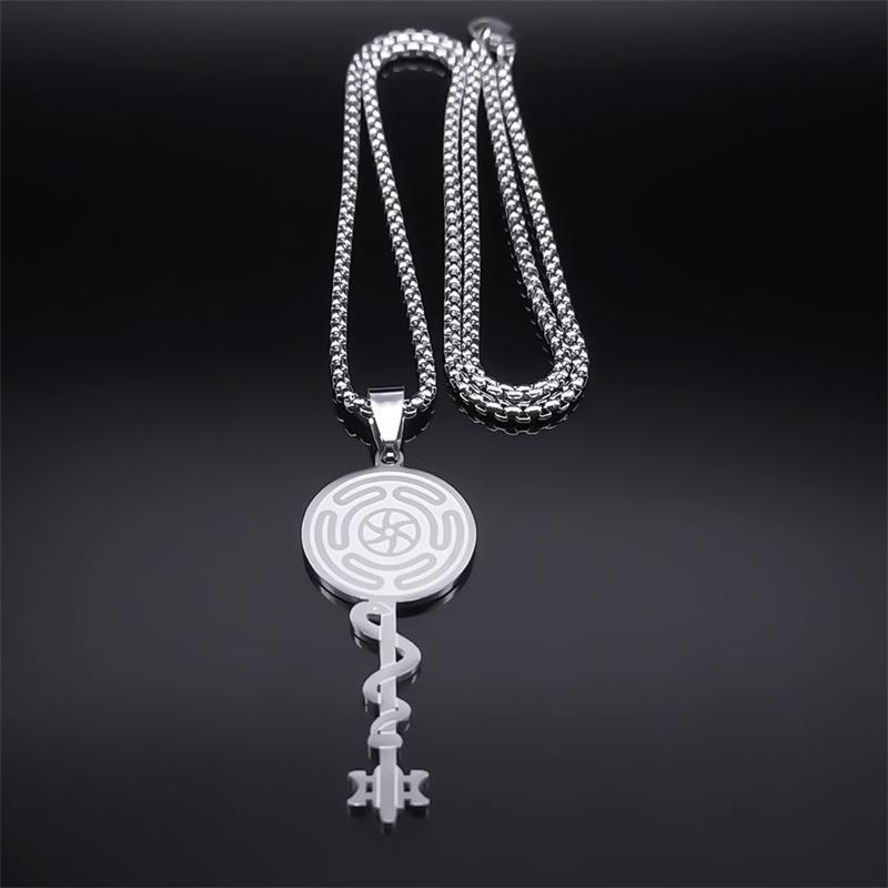 Hexe Hekate Rad Anhänger Halskette Edelstahl Wicca Magisches Symbol Hecate Schlange Schlüsselanhänger Damen Schmuck