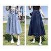 Women High Waist Denim Maxi Skirt A Line Flared Design Casual Long Jean Skirt