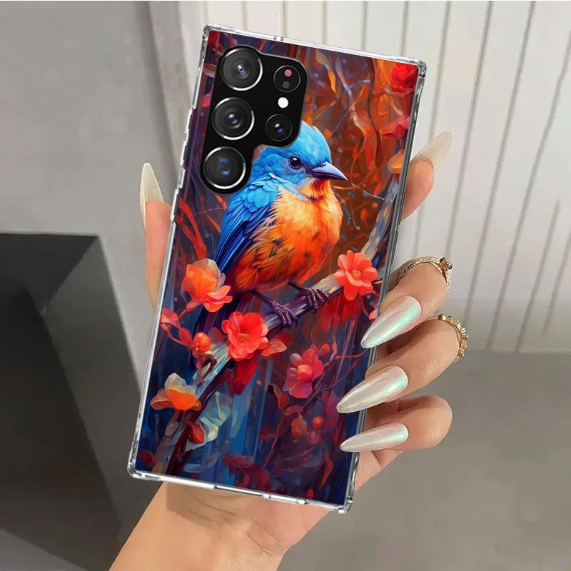 Animal Oil Painting Bird Phone Case for Samsung Galaxy S26 S24 S23 Ultra S25 Edge S22 S21 Plus S20 FE + Soft Print Shell Funda G