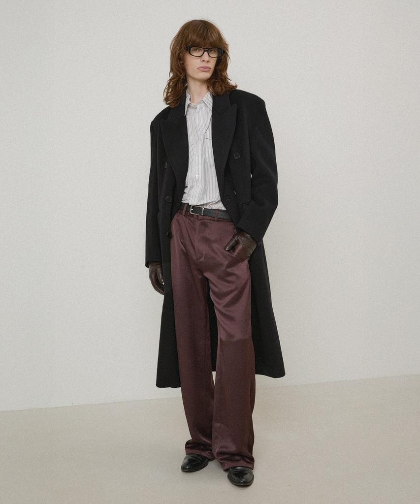 LMOOD Satin Wide Slacks Brown