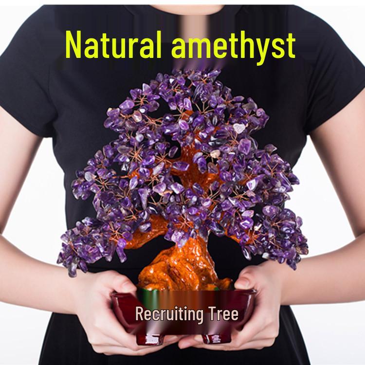 Amethyst Money Tree Ornament: Purple Wealth-Attracting Home Decor Gift