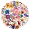 50pcs Transparent PET Flower Stickers Handbooks Tablets Phone Water Cups Decor Stationary Notebook Sticker