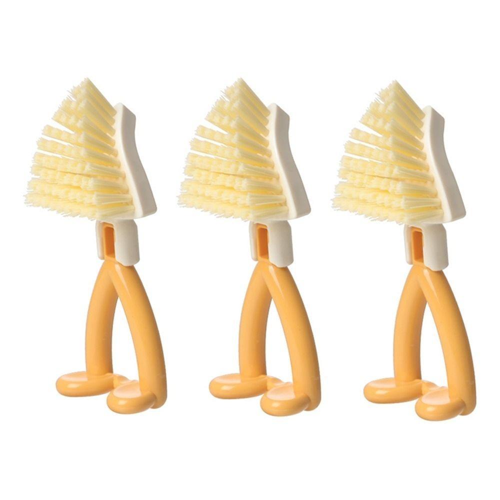3pcs Multifunctional Triangle Brush Short Handle Crevice Cleaning Brush Bathroom