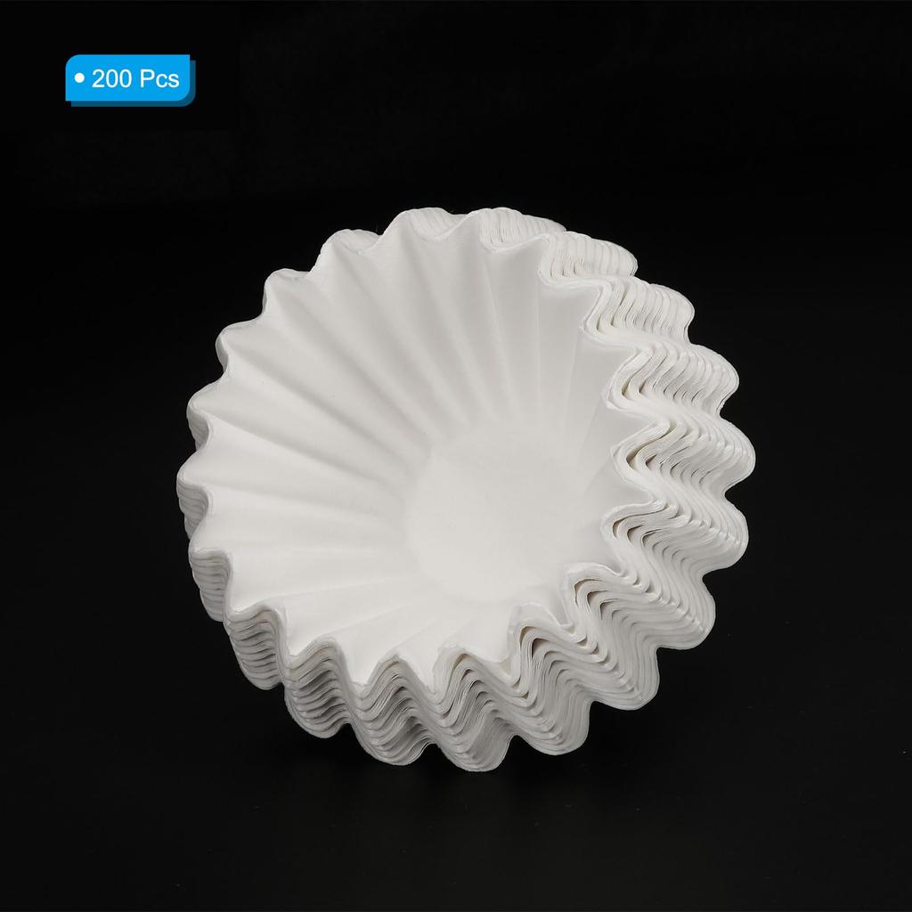 uxcell 2-4 Cup Basket-Shaped Coffee Filters, White, 50185mm, for Drip Coffee Makers, Cafes, Offices, and Home Use, Pack of 200