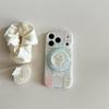Kawaii Pastel Patchwork Floral Plaid Magnetic Phone Case With Glitter Pop Socket For iPhone 14 15 16 17 Pro Max INS Cute Shockpr
