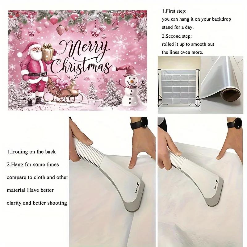 Flat banner 1 piece. Christmas-themed background fabric cute cartoon snow scene polyester materialZL