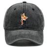 Cute Fox Print Snapback Sun Hat Big-eyed Fox Baseball Hat Washed Cotton Stylish Adjustable Baseball Cap Ideal Choice For Gifts