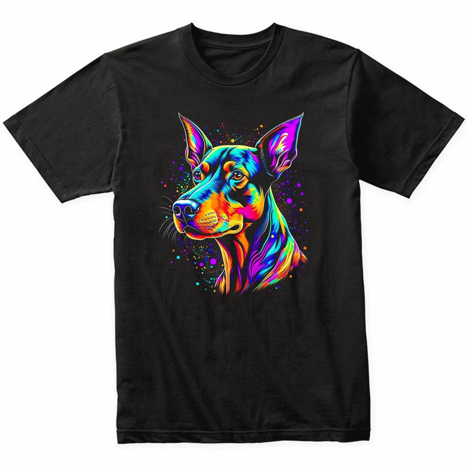 Doberman Pinscher Psychedelic Art T-Shirt - Doberman Pinscher Owner Gift 2XL