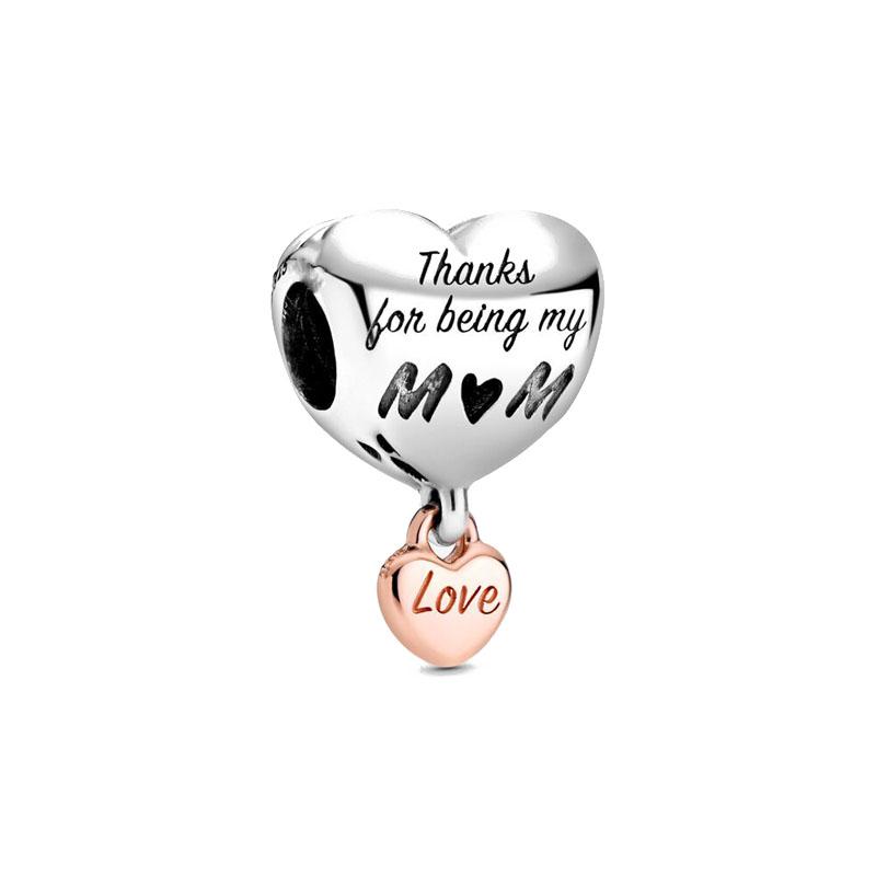 Europe NEW 925 Silver Mom Pendant Charm Love Family Bead Fit Original Pan Thin Bracelet Jewelry For Gift