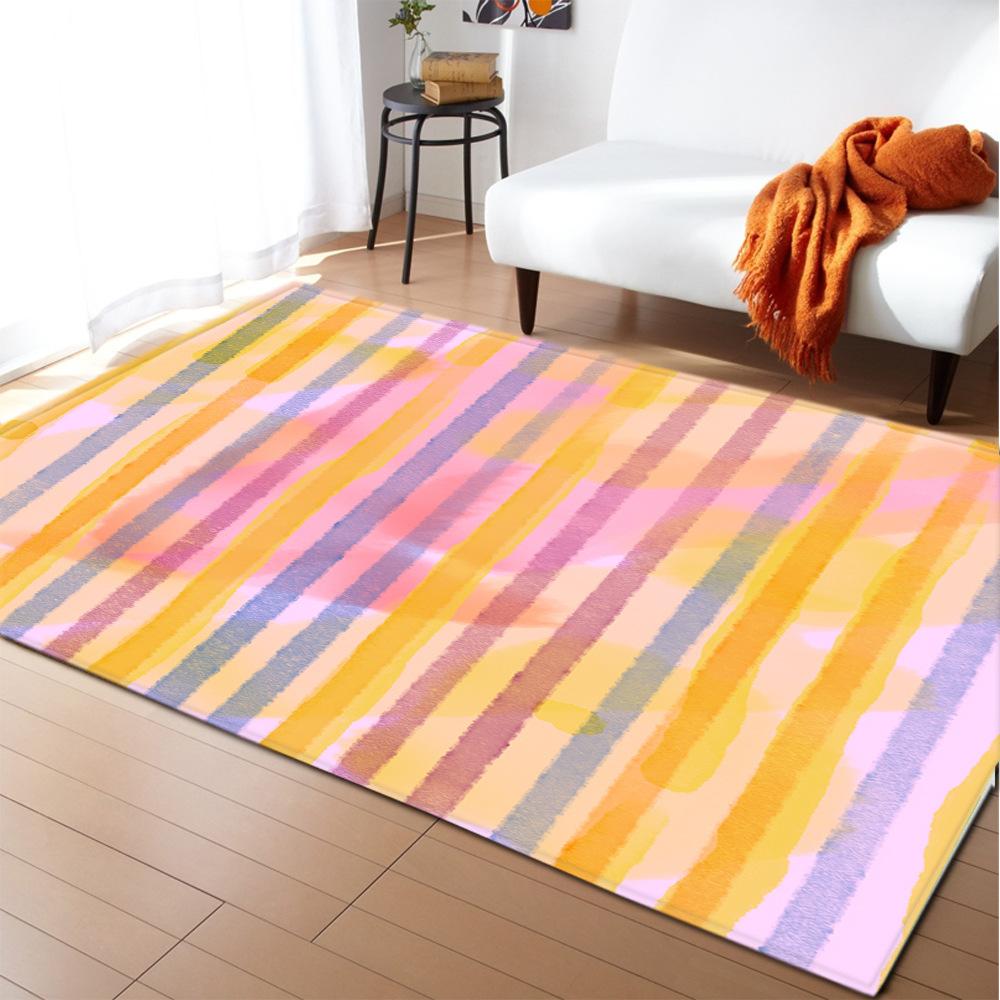 Striped Checked Large Carpet Feather Wind Bedroom Floor Mat