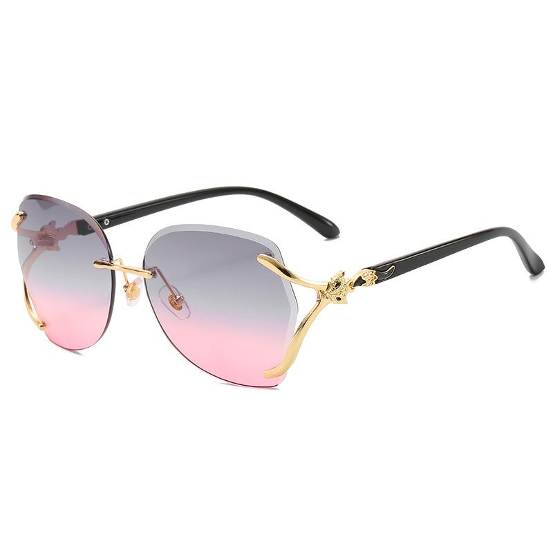 Fox Head Women'S Sunglasses Metal Frameless Trimmed Sunglasses Elegant Sunglasses
