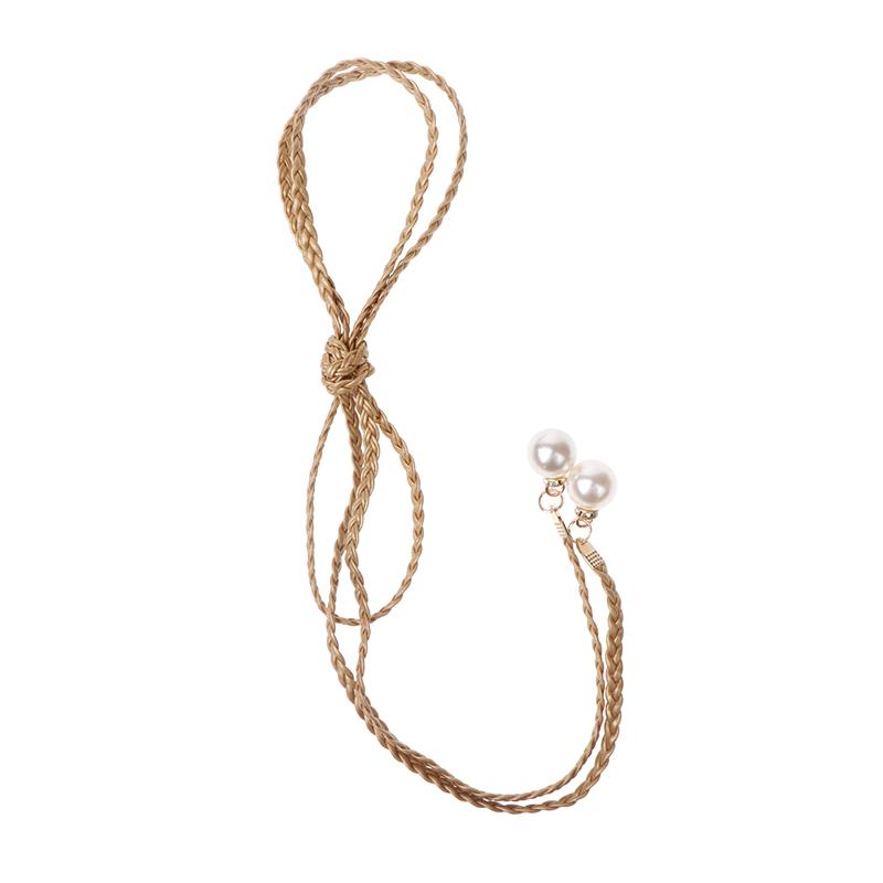 Retro Pu Geflochtener Perlengürtel Taillenkette Vielseitiger Damen Lederseilbund Taillenseil Jeans Kleider Bekleidungszubehör