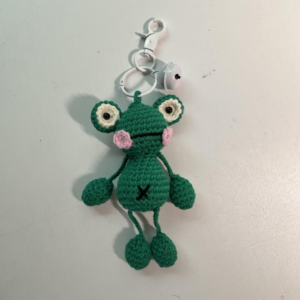 Pandantiv tricotat manual din lână Broscuță Desene animate Brelocuri Chei croșetate Pandantiv geantă Chei Păpușă tricotată manual Desene animate drăguțe Decor mașină geantă