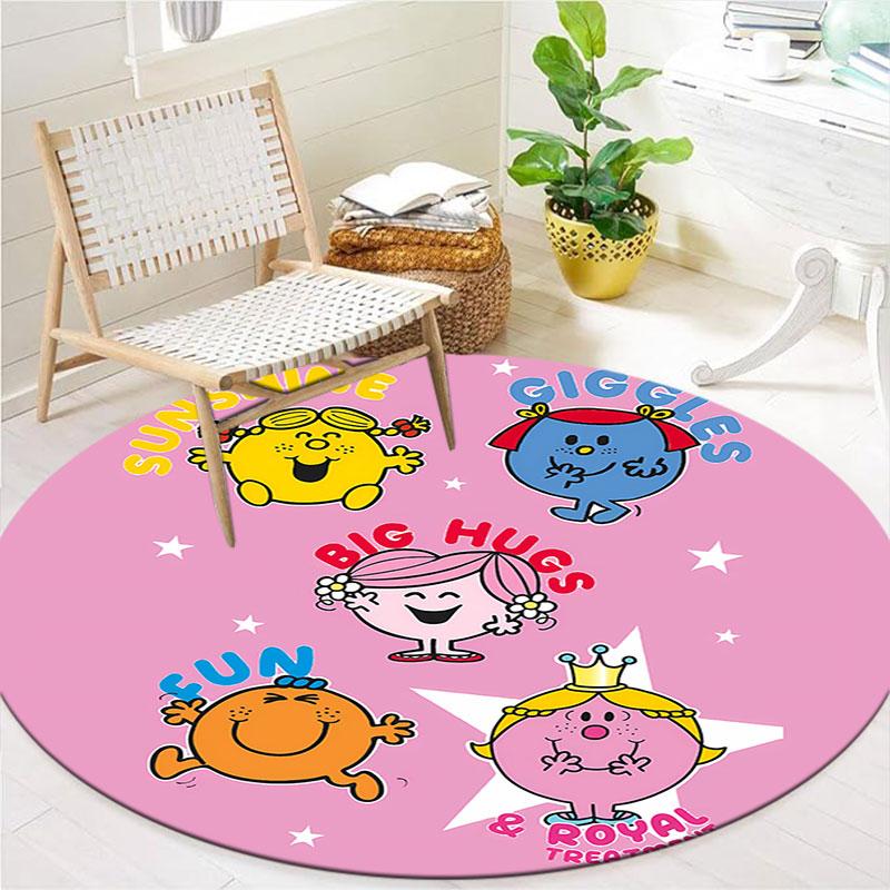 LittleMissMr Round Area Rug,Carpet Rug for Living Room Bedroom Sofa Playroom Decor,Non-slip Floor Mat
