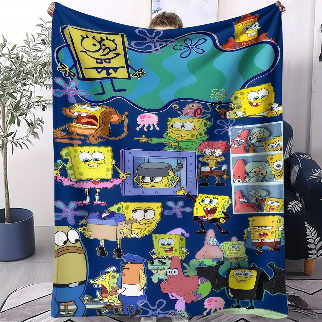SpongeBob: Lively&Vibrant All-Character Group Portrait Print Blanket Soft Multifunctional Decortive Universal Throw Blanket Gift
