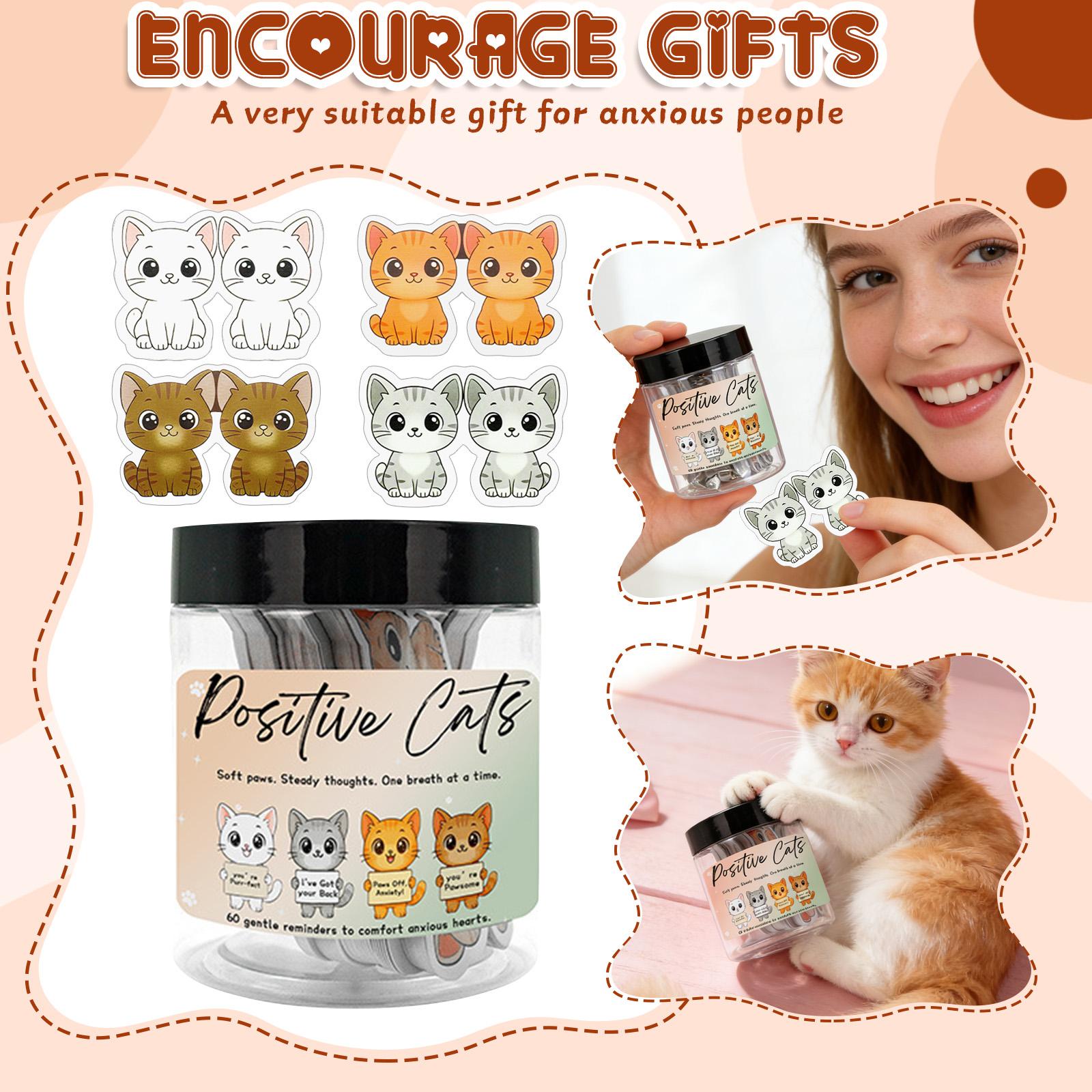 

60 Encouragement Cards, Anxiety Reduction And Encouragement Cards, And Positive Cats Creative Gifts one size білий