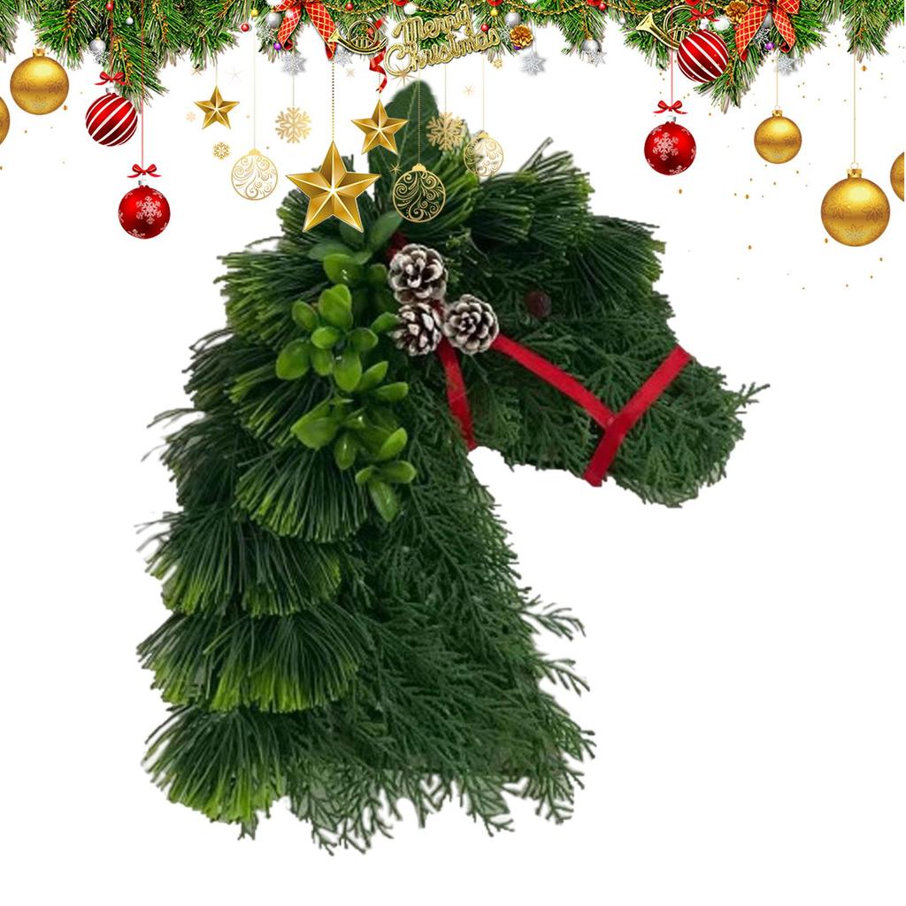Kleiner handgewebter Pferde-Kranz 2D Pferde-Kopf-Kranz Realistischer Feiertags-Girlande Handgemachter Weihnachts-Pferdekopf-Kranz Für Schlafzimmer