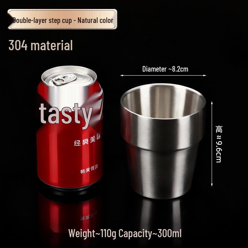 Korean Industrial Style 304 Stainless Steel Double-Walled Gold Beer Mug and Tea Cup