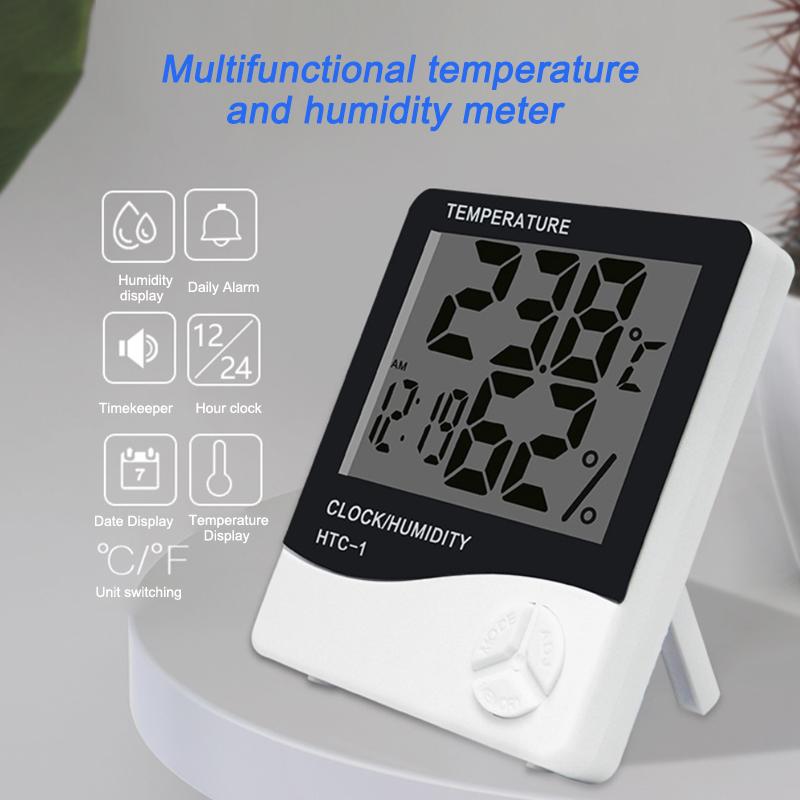 Household Temperature Humidity Meter Digital Clock Alarm Clock High Accuracy Indoor Hermometer