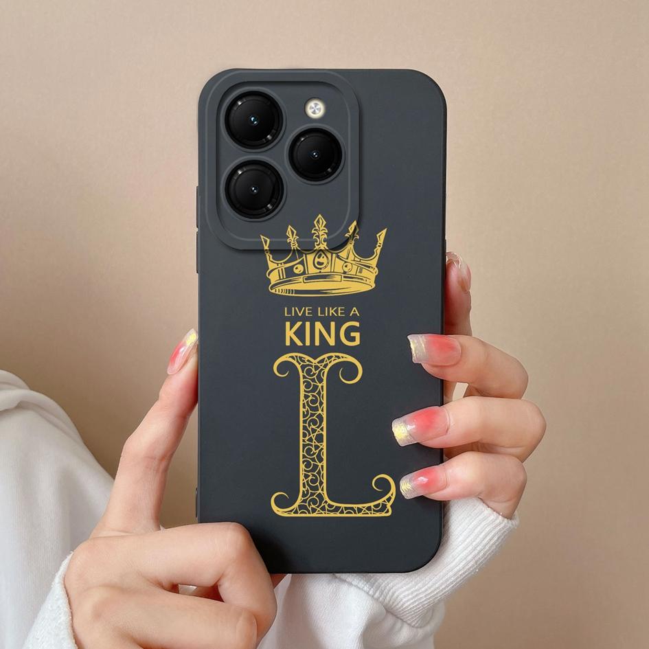 For Infinix Smart 8 Zero 30 Note 40 4G Hot 40 GT 20 Pro Itel S24 Phone Cover Bumper Anti Drop Silicone Soft Case Fashion Crown King Letters Matte Capa