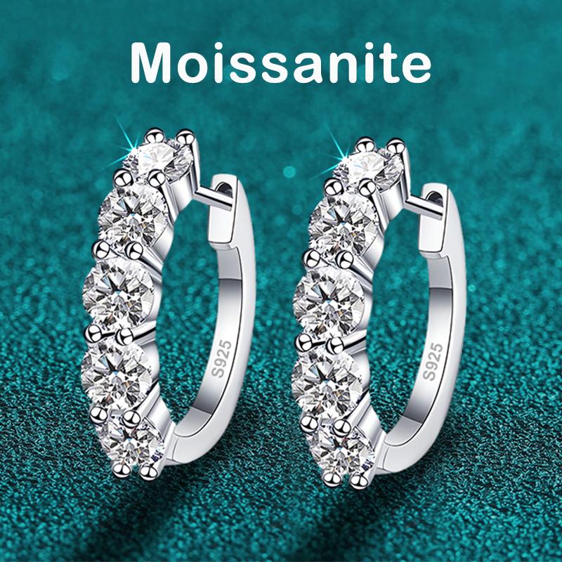 3mm D Moissanite Earrings 925 Sliver Plated White Gold Hoop Earring for Women Wedding Party Fine Jewelry