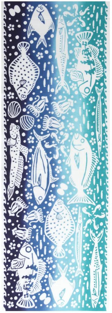 IKS Tenugui Hand Made In 34 X Prime Fabric Festival Sea Chū-sen Towel, Japan, 88cm, 100% Cotton, (Unfinished) (Sea Blue)