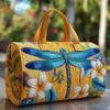 Borsa Duffel da Viaggio Grande Capacità Trapuntatura 3D Artigianato Stampa Fiore Farfalla Borse Tote Borsa Sportiva Palestra Per Campeggio all'Aperto