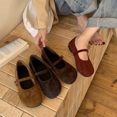 Mode Herbst Design Damen Gemütliche Mary Jane Schuhe Prägnante Flache Schuhe mit flacher runder Zehenpartie Damen Komfort Weiche Sohle Ballerinas