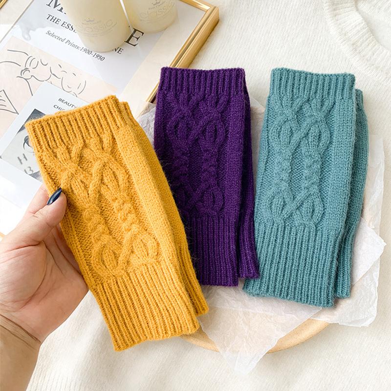 1 Pair Fashion Women Soft Cashmere Fingerless Arm Warm Winter Gloves Hand Long Warmer Mittens