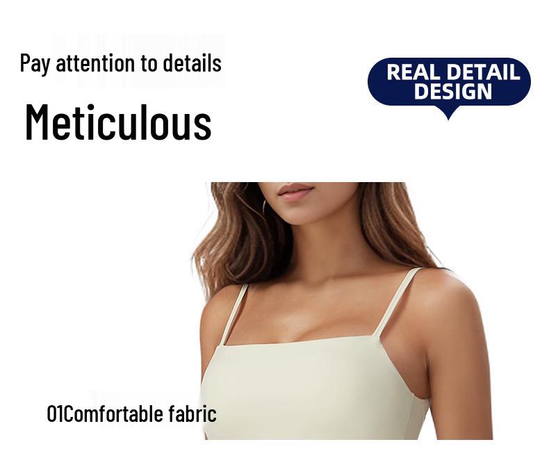 Yoga Fitness One-Piece Spaghetti Strap Tennis Dress with Chest Pad and Anti-Exposure Skirt