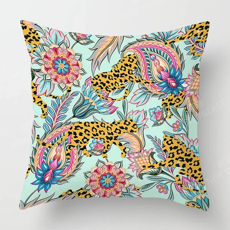 Nordic Fall Home Decor Autumn Throw Pillow Case Sofa Cushion Cover Modernplant Green Leaf