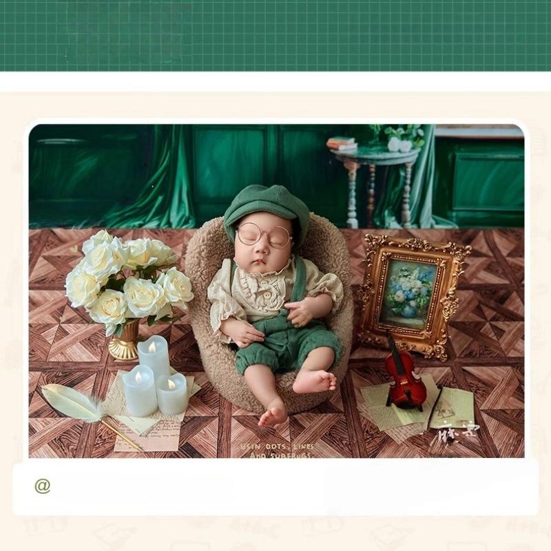 3pcs Newborn and One Month Old Baby Photography Clothing Accessories Monet Garden French Retro Gentleman Theme Photography Props
