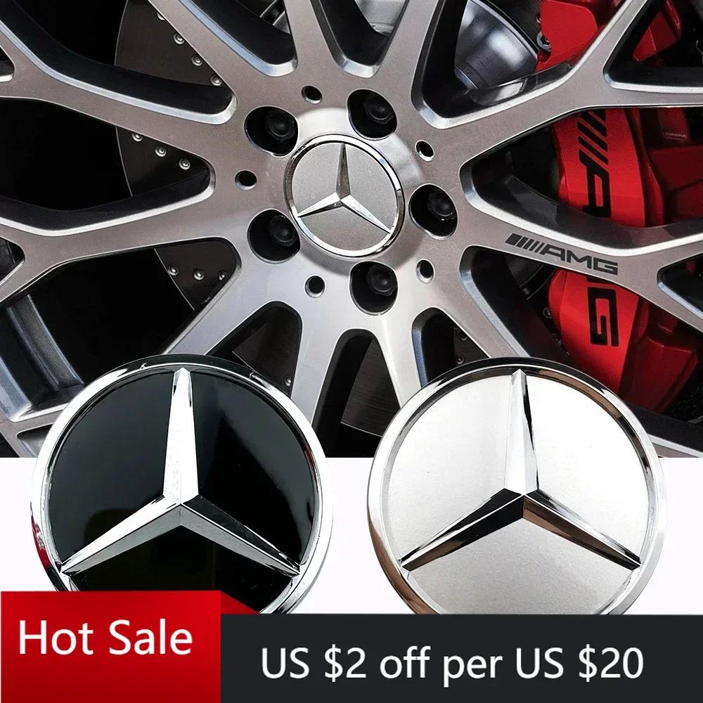 GLC 4 pezzi 60mm Nero Argento Coprimozzo Ruota Auto Badge Logo Copertura Per Mercedes Benz W176 W177 W204 W205 W212 W213 W206 X156 X253 W117