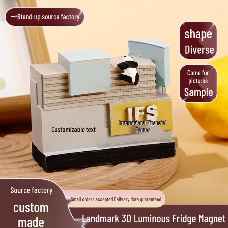 Chengdu 3D Świecący Magnes na Lodówkę z Żywicy - Zabytki Miejskie Pamiątka Turystyczna Prezent
