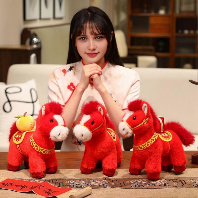 Horse Brings Wealth Plush Doll 2026 Year of The Horse Zodiac Mascot Soft PP Cotton Filling Cute Lucky Gift for Kids Collectors