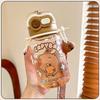 Cartoon Capybara Straw Cup Plastic Outdoor Beverage Cup Kawaii Water Bottle