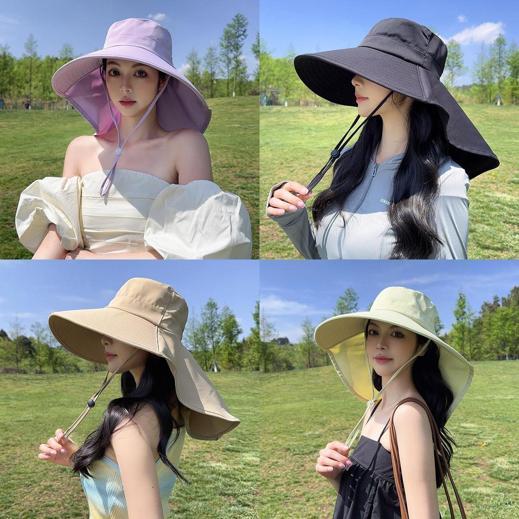 Sun Protection Sun Hat For Women With Wide Brim And Face Cover Summer Fashion Cap