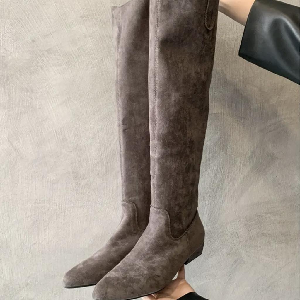 Thick Heel Retro V-mouth Stacked Medium Boots Women's Shoes 2025 New Autumn and Winter Pointed Western Cowboy Boots