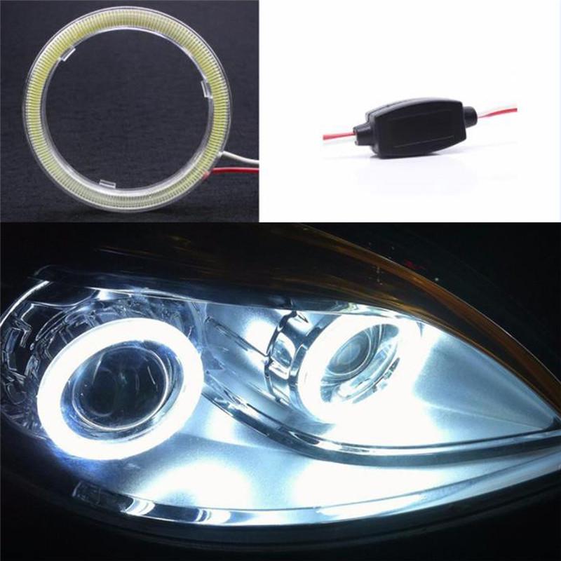 Motorcycle Led COB Headlight Fog Light Halo Ring Car DRL Daytime Running Lights