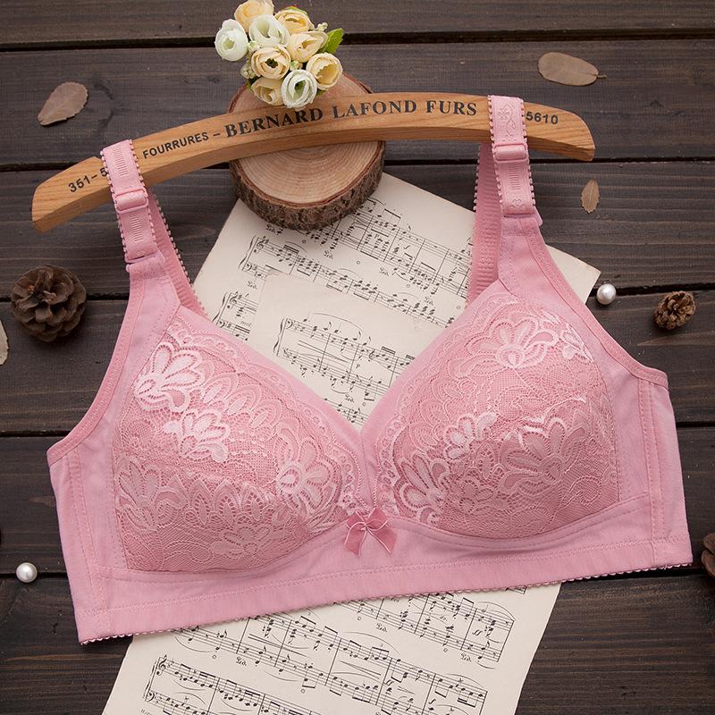 New Bra Middle-aged and Elderly Steel-rimless Bra Large Size Thin Big Chest Thin Sponge-free Mother Bra