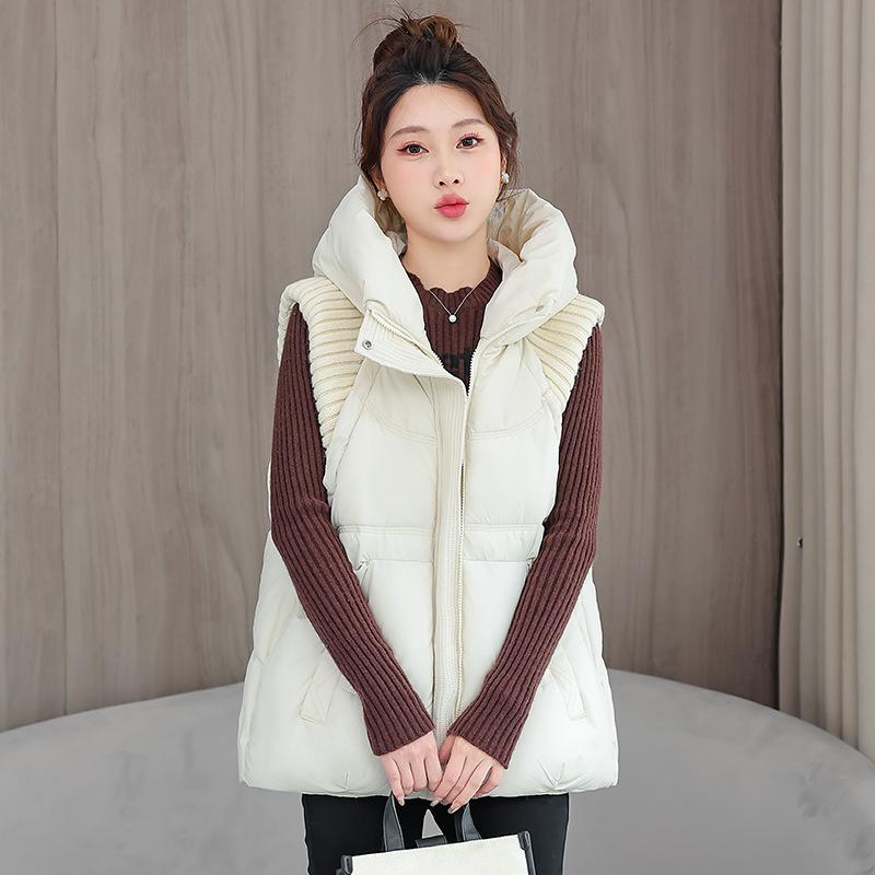Autumn Winter Vest Women Jacket Puffer Parkas Windproof Lightweight Hooded Warm Waistcoat Female White Duck Down Down Coat Sleeveless