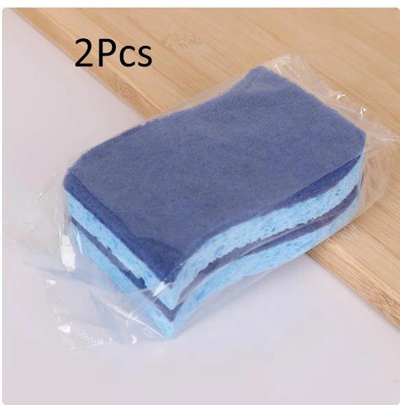 1/2/6/12PCS Dishwashing Sponge Cleaning Cloth Sponge Wood Pulp Cotton Three In One Cleaning Kitchen Washing Dishes Pots Removing