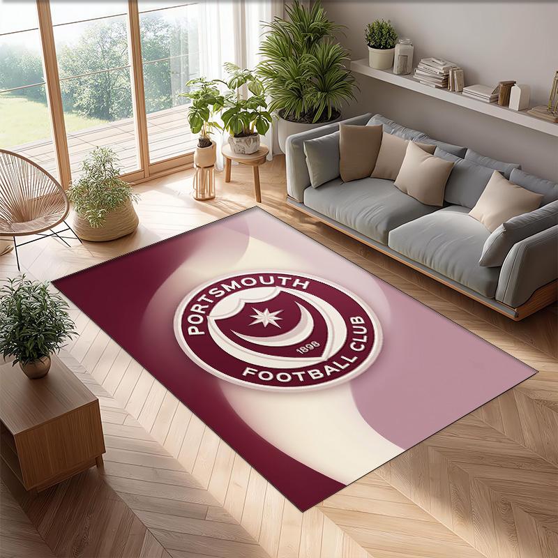 Tappeto Morbido Area Rug con Motivo Calcio Portsmouth FC Antiscivolo Tappeto per Pavimento Interno Tappetino Decorazione Sportiva per Camera da Letto