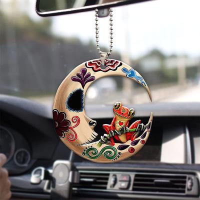 Car Pendant Creative Moon Pendant Cute Moon Animal Hanging Swing for Rearview Mirror Pendant Car Interior Decoration